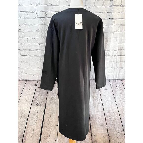 NWT-Zara-RUCHED LONG INTERLOCK JACKET-Small - Picture 6 of 7